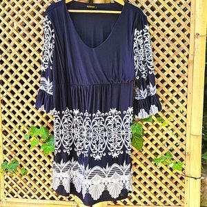 Navy Boho Midi Dress 👗